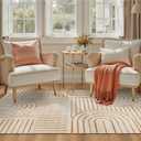 DCX Beige Machine Washable Area Rug 4x6, Midcentury Modern Non Slip Stain Resistant Rug 4x6 for Living Room, Bedroom, Dining Room, Soft Low Pile Large Carpet (Orange)