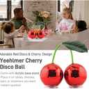 Disco Ball Cherry Disco Mirror Ball Hanging Reflects Light for DJ Club Stage Bar Party Wedding Holiday Decoration Home Cherry Decor (3.9, Red)