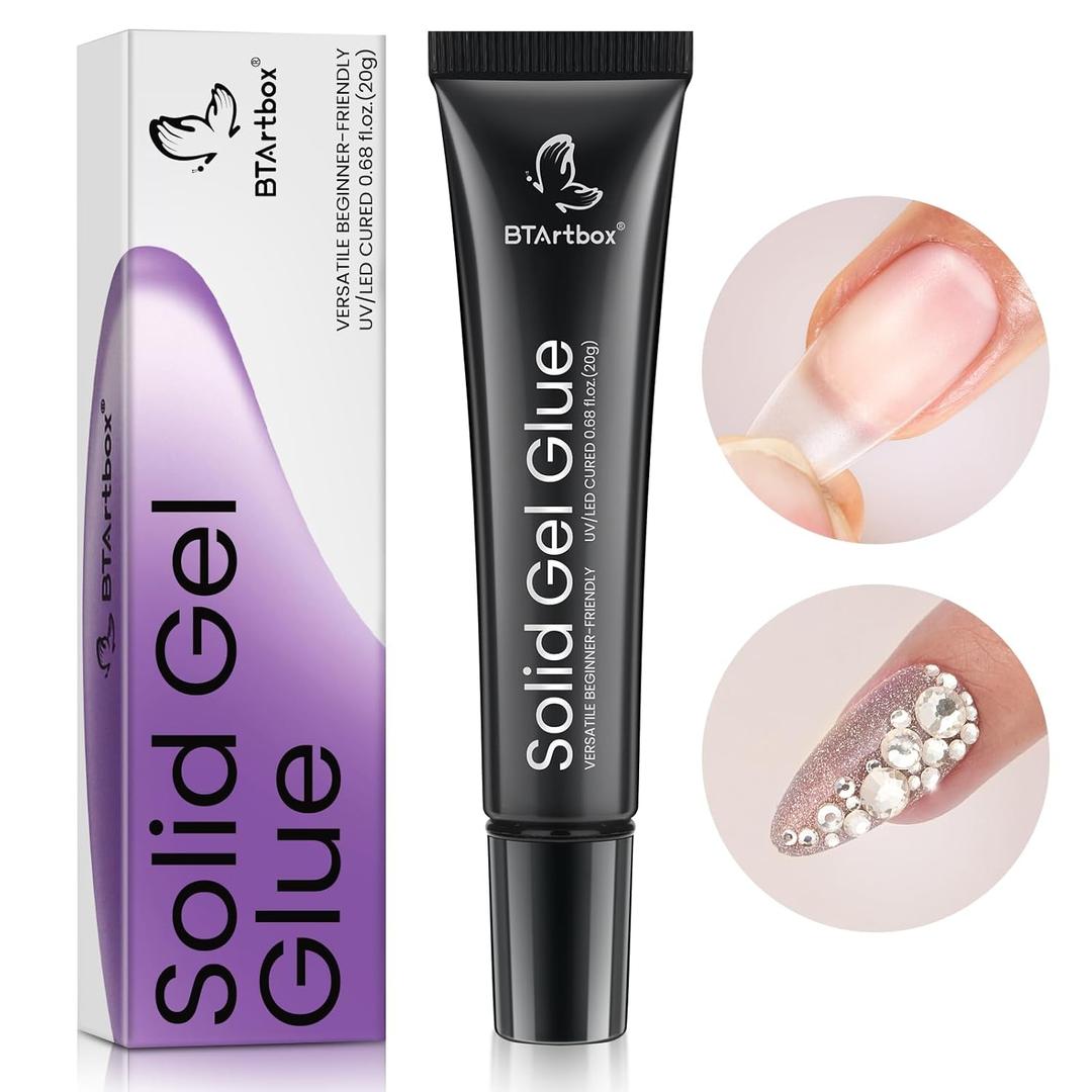 BTArtbox Solid Nail Gel - 15g Gel Nail for Acrylic Nails, Upgrade 3 in 1 Nail Gel for Fake Nails, Super Strong Gel Cured Needed, Easy to Use and 28 Days+ Long Last (Clear)