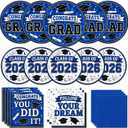 Graduation Plates and Napkins 2026, Congrats Grad Disposable Dinner & Dessert Paper Plates, and Napkins for Blue Graduation Party Decoration, Serves 50