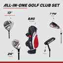 Precise Complete Teen Golf Club Set for Ages 13–16 – Includes Titanium Driver, Stainless Steel Hybrid, 7–PW Irons, Putter, Stand Bag & 3 Headcovers – Graphite/Steel Shafts - Right Hand