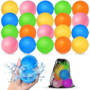 20Pcs Reusable Water Balloons, Summer Water Toys, Magnetic Water Ball for Outdoor Games, Pool Toy, Beach Toys for Kids
