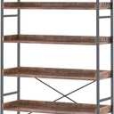 HCHQHS Bookshelf, Adjustable Industrial Bookcase, Vertical Tall Book Shelf, Wood and Black Metal Open Bookshelves for Home Office, Living Room, Bedroom (Rustic Brown, 6-Tier (31" W x 70" H))