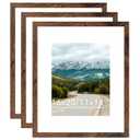 QOTIB Wood 16x20 Picture Frame with 11x14 Mat, Display 11x14 with Mat or 16x20 Without Mat, Wood 16 by 20 Photo Frame, 16 x 20 Frame for Wall Hanging Display, Deep Brown, 3 Pack