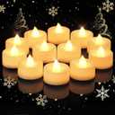 Amagic Pack of 50 Battery Operated Tea Lights Candles, Fake Tealights Candles, Flameless LED Tea Lights for Halloween, Wedding, Votive, Festival, Table Decor (Warm White, Ivory)