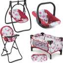 18-Inch Baby Doll Nursery Playset by Litti - Doll Accessories Set with Swing, Crib, High Chair, and Carrier - Realistic Toy Furniture for Imaginative Play - Gift for Kids Ages 3 Up