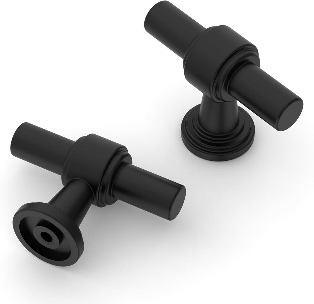 Asidrama 10 Pack Matte Black Kitchen Cabinet Knobs for Dresser Drawers - Zinc Hardware (Single Hole Knob)