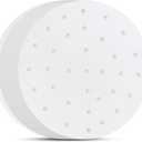 Air Fryer Parchment Paper, Set of 200, 8 inch Steamer Liners/Perforated Round Air Fryer Sheet Filter Liners/Dumpling Bamboo Steamer Paper for Airfryer, Steaming Basket and More (White)