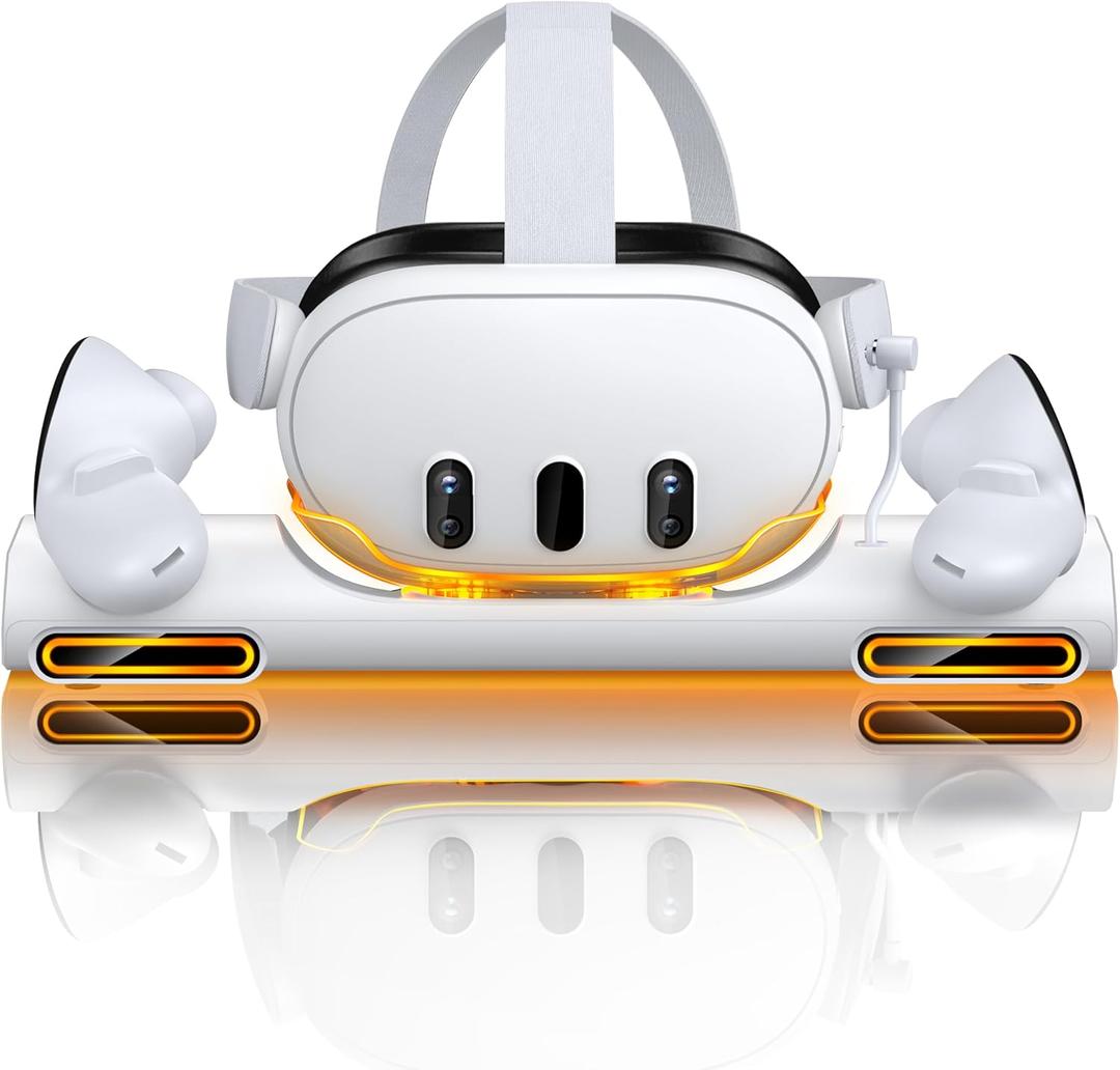 Fast VR Charging Dock for Meta Oculus Quest 3: LED Quest Charger Station for Oculus 3 Aceesories - Controller Charger with 2 Rechargeable Batteries/20W USB-C Charger Adapter