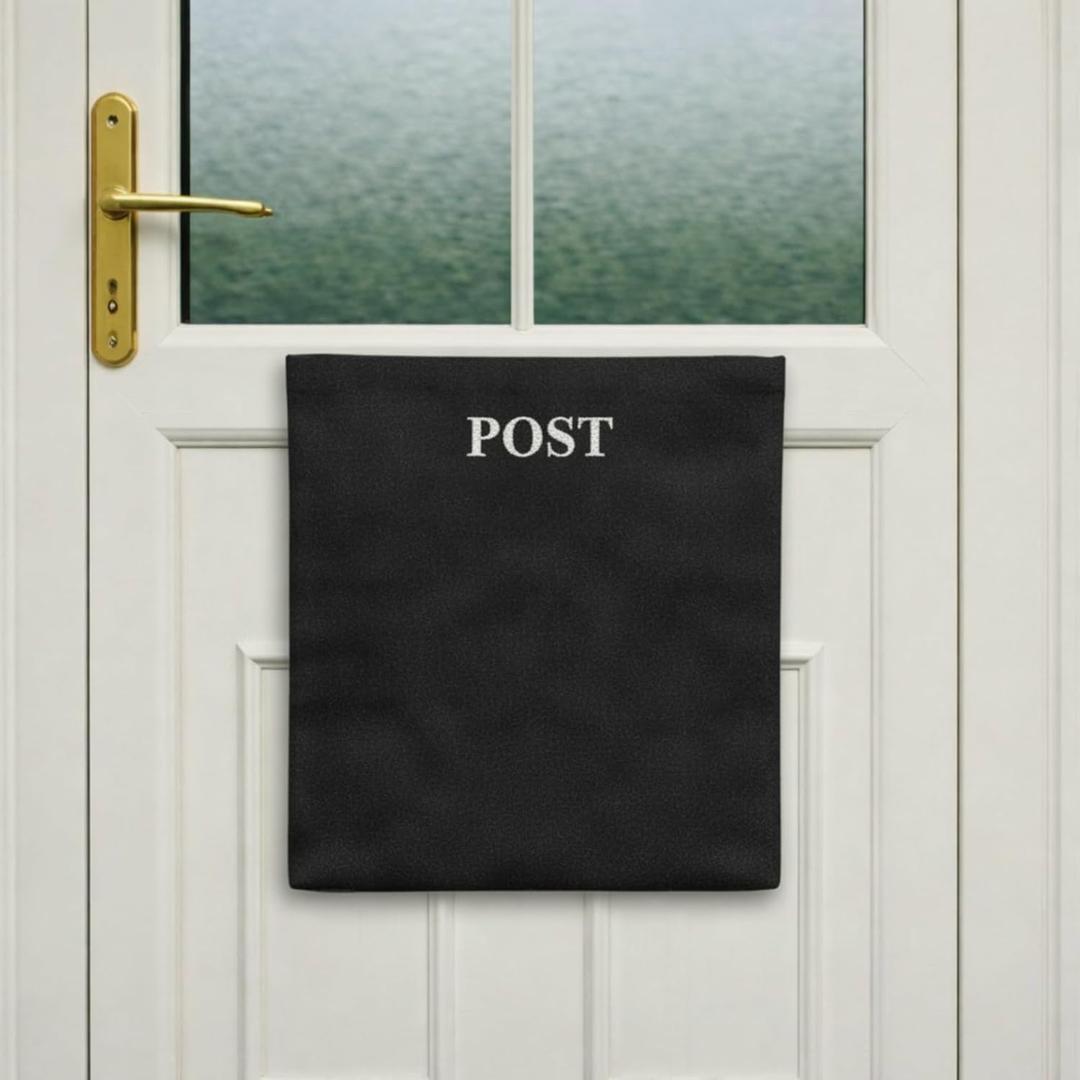 Threehoney Black Post Catcher Bag for Mail Slots, 20" Door Mail Slot Catcher with 2 Tape, Canvas Letter Boxes to Front Door to Protect Post Letter Boxes for Package, Magazine, No Screws Needed