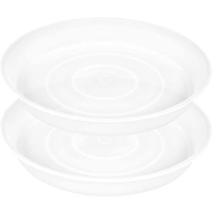 2 Pack of 14 inch Plant Saucer (12.2 Inch Base), 1.7" Depth Tray, Large Deep Garden Plastic Flower Planter Plant Trays for Indoors Outdoor Bath Bath (14", Clear)