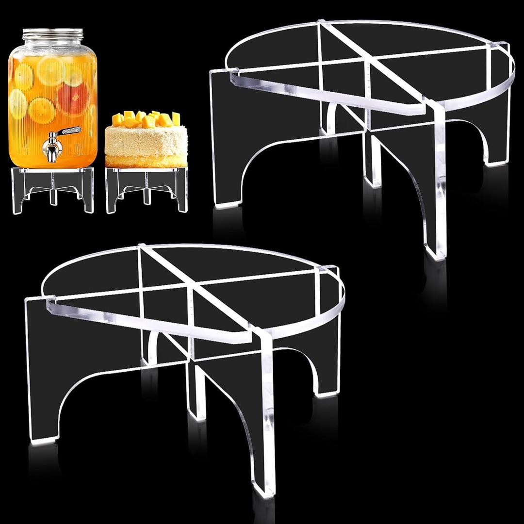 2Pcs Glass Drink Dispenser Stand, Acrylic Stands,Fit Max 8.7 Inch Diameter of Beverage Dispenser Holder, Water Dispenser Stand for Parties and Events, Plant Stands, Cake Stand (Length 8.7in, Thickness 5mm)