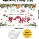 2 x MEHOFOND 6x3.6ft Christmas Gender Reveal Backdrop Banner, Santa Baby Gender Reveal Party Decor, He or She Xmas Boy or Girl Winter Snowflake Newborn Party Photo Props