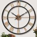 24 Inch Metal Large Wall Clock with Vintage Gold Roman Numerals
Big Modern Decorative Oversized Round Industrial Large Wall Clocks for Living Room Decor, Fireplace,Office & New Home Gift