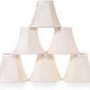 Wellmet Chandelier Shades, ONLY FOR CANDELABRA BULBS, Clip-on Fitter Lamp Shades, 3" X 6" X 5", 6 Pcs Set (Bell-3x6x5 inches, Cream white)