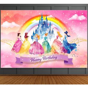 Princess Birthday Party Decorations 6x4ft Princess Party Decorations Princess Backdrop for Girls Birthday Princess Castle Backdrop Princess Decorations for Birthday Party Princess Birthday Banner