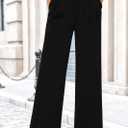 KIRUNDO Corduroy Pants Women High Waisted Wide Leg Pants Casual Winter Chenille Straight Loose Comfy Trousers with Pockets(Black, 4)