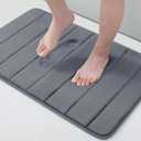 Buganda Memory Foam Bath Mat, 30" x 20", Ultra Soft and Non-Slip Bathroom Rugs, Water Absorbent and Machine Washable Bath Rug for Bathroom, Shower, and Tub, Dark Grey