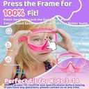 Vvinca Kids Swim Goggles with Nose Cover Comfort Fabric Strap, Wide View Diving Mask Anti-Fog/UV Swimming Goggles for 3-12