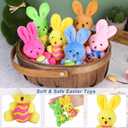 Fovths 12 Pack 4.7 Inch Easter Plush Bunnies Keychain Eggs Stuffed Bunny Set Plush Rabbit with Eggs Filler or Basket Filler Rabbit Keychain Set Easter Party Favors Gifts, Multi-Color