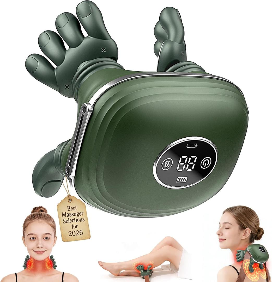 Shoulder & Neck Massager with Heat, Bionic Neck Massager for Pain Relief Deep Tissue, 4D Kneading Fingers, LCD Display & Adjustable Intensity, Relaxation Muscle Tension, Ideal Gift for Men and Women