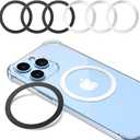 Magnetic Wireless Charging Magsafe Ring-6 PCS,Ultra-Thin(0.4mm) Magsafe Sticker, Compatible with iPhone 16/15/14/13 Series,Samsung Galaxy,Google Pixel Series,Magsafe Accessories-3Black&3Silver