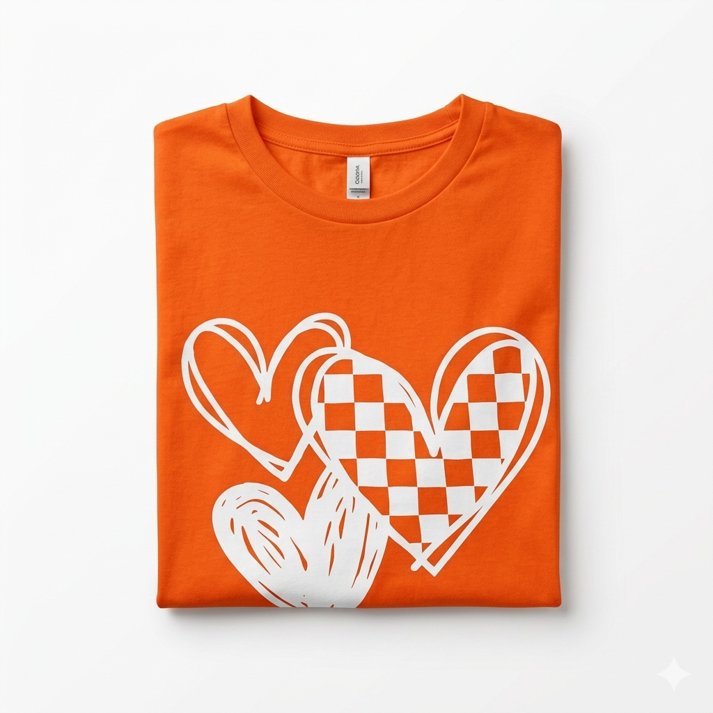 Orange Shirt With Hearts, Size 3XL