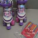 SULIFEEL Rainbow Unicorn 4 Size Adjustable Light up Roller Skates for Girls Boys for Kids Purpleб Small 28-31