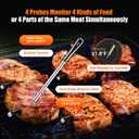 4-Probe WiFi Wireless Meat Thermometer with 360Readable LCD Standalone Base, WiFi and Bluetooth 5.3 Unlimited Range, IPX8 Waterproof Food Kitchen Thermoemter for BBQ, Grill, Smoker, Oven, Rotisserie