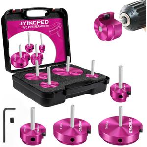 4 Pcs PVC Reamer Kit, Fitting Saver PVC Pipe Reamer Socket Saver Set for Plumbing, Includes 1-1/2 Inch 2 Inch 3 Inch 4 Inch, Plastic Pipe Reamers Tool Kit for Sch.40 CPVC ABS Fittings, Fit for 1/2" Drills