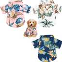 Weewooday 3 Pieces Small Pet Summer T-Shirts Hawaii Style Floral Pet Dog Shirt Breathable Cool Clothes Beach Seaside Puppy Sweatshirt for Puppy(Floral Style,Medium)
