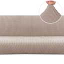 H.VERSAILTEX Armless Futon Cover Stretch Sofa Bed Slipcover Protector Elastic Feature Rich Textured High Spandex Small Checks Jacquard Fabric Futon Cover, Machine Washable, Sand