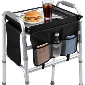 Walker Tray for Folding Walker, Detachable Tray for Walkers for Seniors with Cup Holder & Non-Slip Surface, Essential Walker Accessories for Seniors