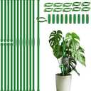 30Pcs Plant Support Stakes 17 inch SupKing Garden Orchid Sticks Extended to 3ft 4ft 5ft Plant Poles with Clips for Indoor Outdoor Potted Tomato Rose Amaryllis Vegetables Comes with 20 Ties（Green）