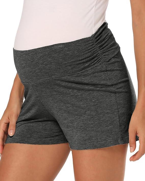 fitglam Women's Maternity Shorts Lounge Sleep Pajama Workout Comfy Stretchy Pregnancy Shorts M