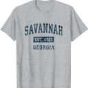 Savannah Georgia GA Vintage Sports Design Navy Print T-Shirt 3XL