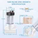104-D Pool Inline Zinc Anode Replacement 2'' for Saltwater Pools Anti-Corrosion Sacrificial Anode with Copper Wire (Fits 104D/104-D, Protects Metal Parts)