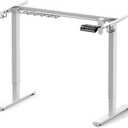 SHW Premium Electric Standing Desk Frame Height Adjustable Motorized Base for 40" to 72" Table Tops, Smooth Lift Sit-Stand Frame for Home or Office, White