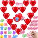Amy&Benton 28 Packs Valentines Day Squishy Toys Filled Hearts and Gift Cards for Kids Valentine Classroom Exchange Gifts, Valentine Party Favors, Stress Relief Fidget Toys, School Prizes