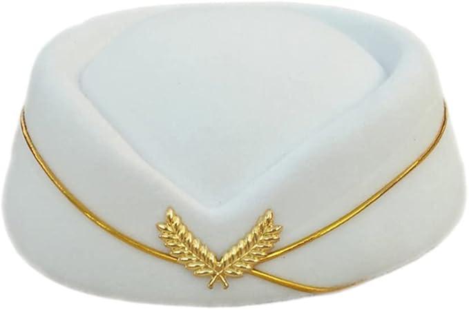 TOYANDONA Stewardess Hat Flight Attendant Hat Wool Bow White Beret Hat for Cosplay Costume Accessories