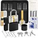 Picking Solid Brass Padlock Set with Hardened Steel Shackle, Double Bolt, Anti-Theft Cylinder, Waterproof, Rust-Resistant, 3 Pick Keys Kit Included SN-3
