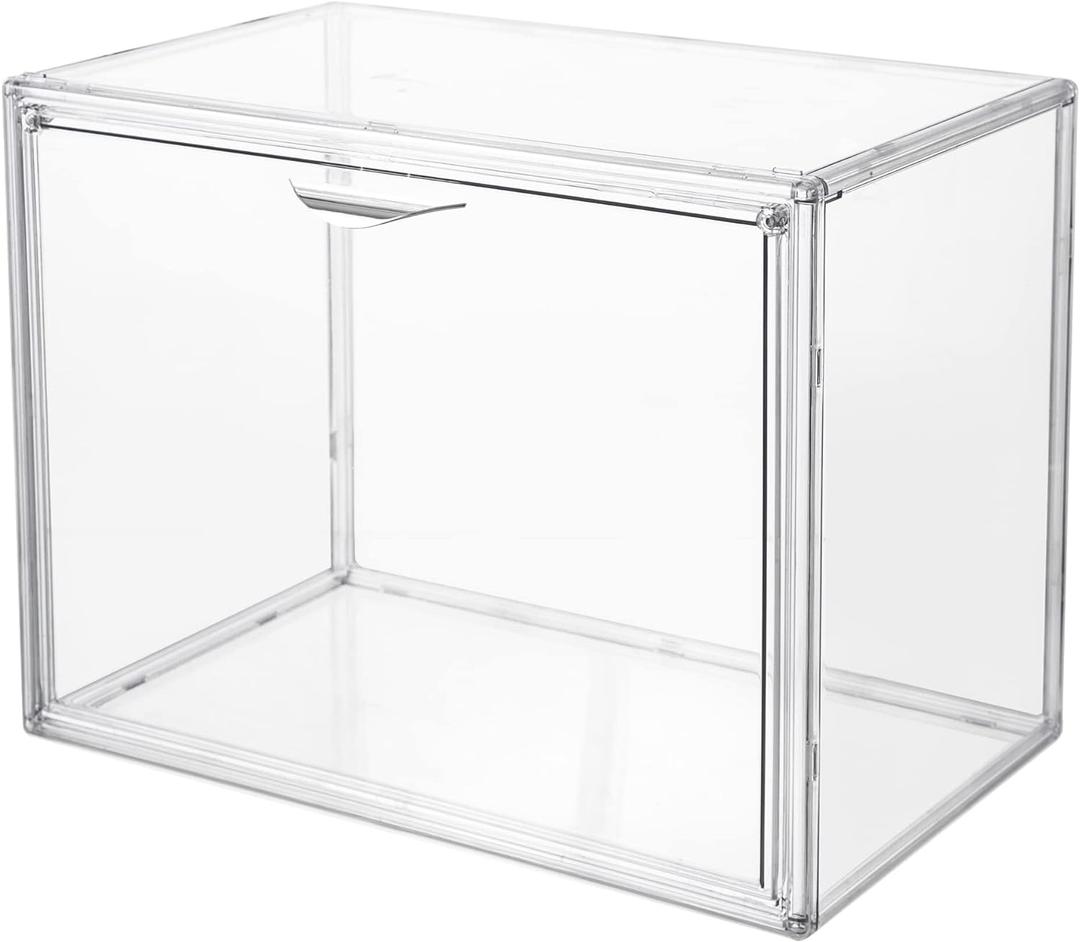 Attelite Clear Acrylic Display Case,Display Storage Box Countertop with Magnetic Door,Stackable Dustproof Protection Showcase for Action Figures,Collectibles
