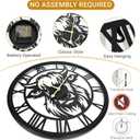 24 Inch wall Clock,Large wall Clock,Wall Clocks Battery Operated,Black Metal Non-Ticking,Wall Clocks for Living Room Decor,Bedroom,Kitchen(Highland Bull Wall Clock, 24 Inch)