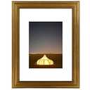 Golden State Art, 9X12 Photo Frame with White Mat for 6X8 Pictures & Real Glass, 1.25-Inch Wide, Dark Gold