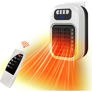 370W Space Heater, Wall Outlet Electric Space Heater as Seen on TV with Timer, Led Display, Adjustable Thermostat, Compact for Office Dorm Room