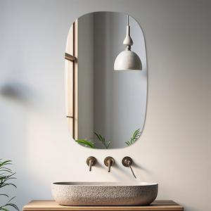 32"20" Frameless Bathroom Mirror, Tempered Glass Wall Mirror, HD Vanity Mirror for Entryway, Living Room & Home Decor, Polished Rounded Edges, 1/5" Thick