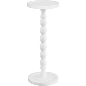 Solid Wood Drink Table, Rubber Wood Small Round Side Table for Small Spaces, Martini Tables, Pedestal End Tables for Living Room, Bedroom, Corners, and Office (White, 9.4 inch)