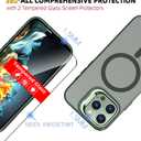 for iPhone 16 Pro Max Case Magnetic Compatible with MagSafe Support Wireless Charger,Built-in Camera Cover Kickstand+with 2 Screen Protector,Military Grade 360Full Body Phone Protection Green