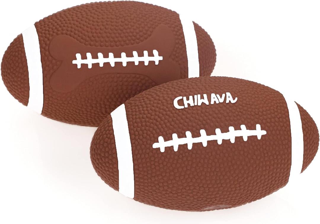 CHIWAVA 2 Pack 6" Squeaky Latex Dog Toy Balls Football Rugbys Fetch Interactive Toy for Medium Large Dogs