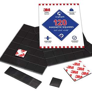 Magnetic Squares, 120 Pieces Magnet Squares (Each 20 x 20 x 2mm) on 4 Tape Sheets, with 3M Strong Adhesive Backing. Perfect for DIY, Art Projects, whiteboards & Fridge Organization (120 Pieces)